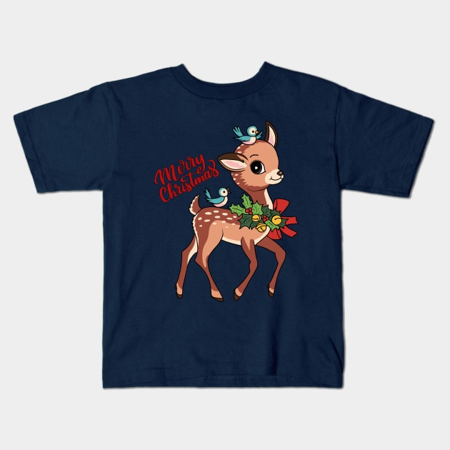 Little Reindeer Kids T-Shirt by valentinahramov